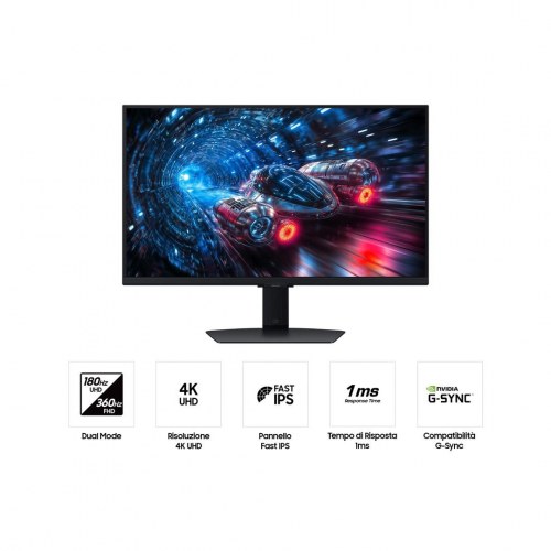 Samsung Odyssey G70F 27" 4K UHD gaming-skærm (IPS, 1 ms, 360 Hz) - Sort