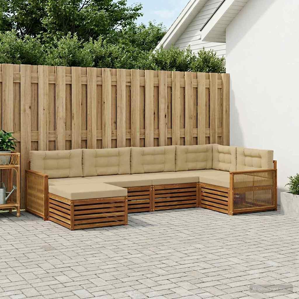 Udendørs sofagruppe med pude 6 stk Naturlig og Beige