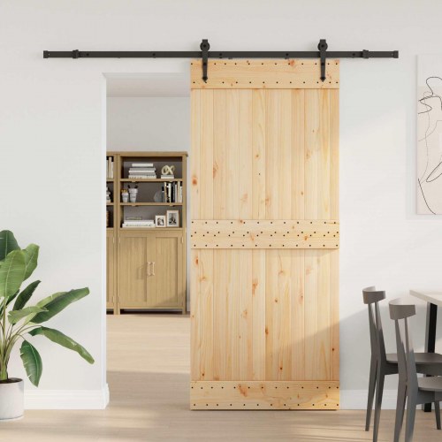 Skydedør NARVIK Naturfarvet og sort 90 x 210 cm (213,5 cm)