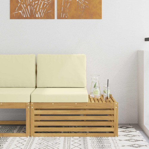 Udendørs Sektionel Sofa Enheder med pude Hvid og cremefarvet