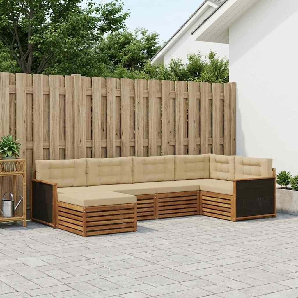 Udendørs sofagruppe med pude 6 stk Naturlig og Beige