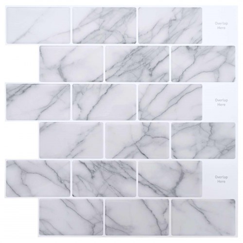 Subway flise 20 stk Hvid marmor 30 x 30 cm Polyurethan og PET
