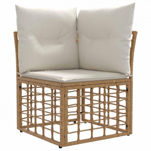 Udendørs sofagruppe 7 stk Naturlig og Creme Hvid Polyester