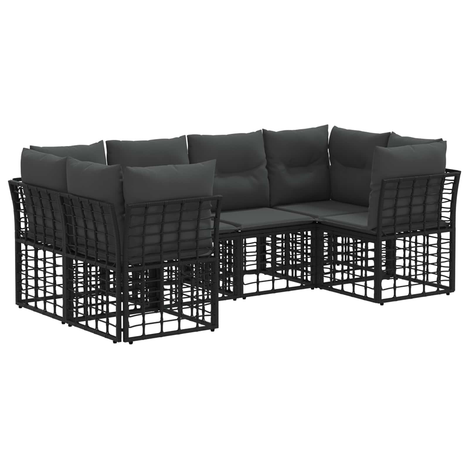 Udendørs sofagruppe med pude 6 stk Sort Polyester