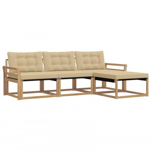 Udendørs sofagruppe med pude 4 stk Hvid og Beige