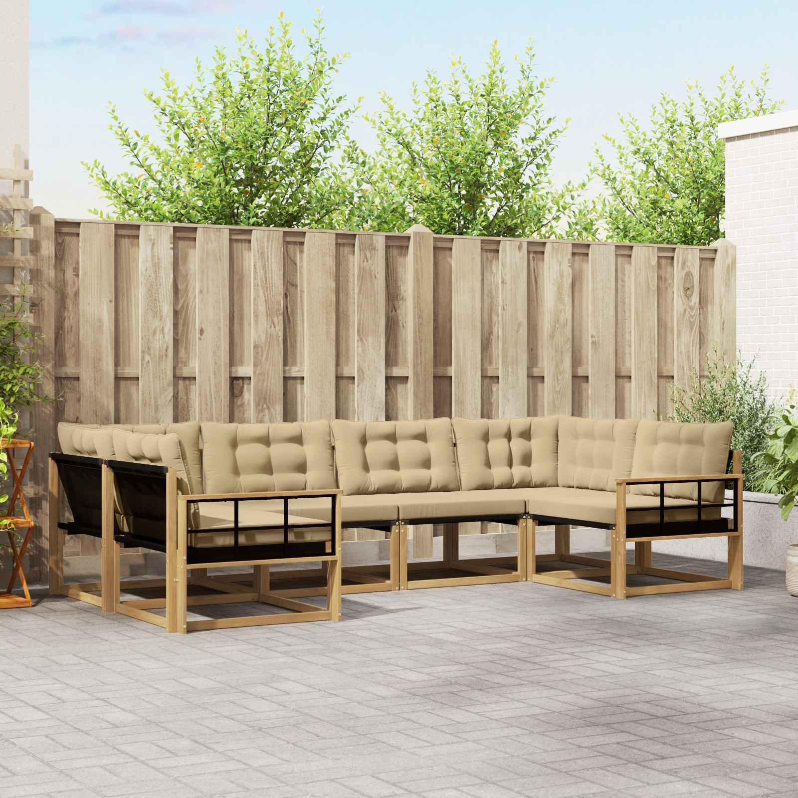 Udendørs sofagruppe med pude 6 stk Hvid og Beige