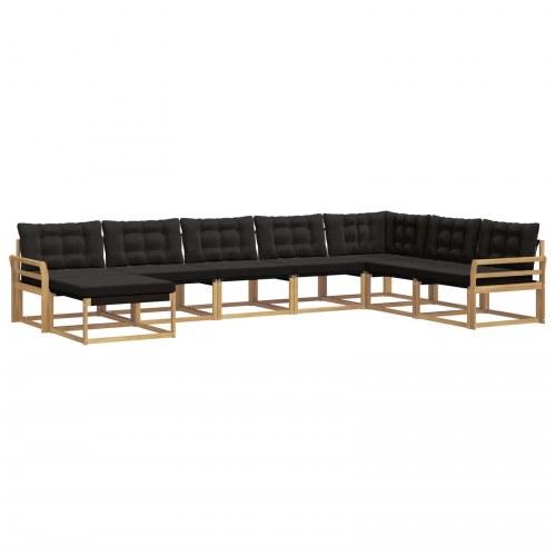 Udendørs sofagruppe med pude 8 stk Hvid og sort