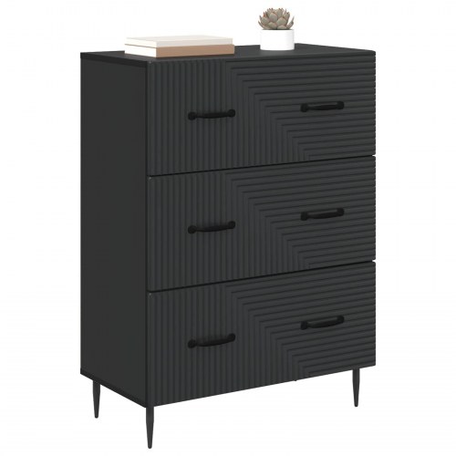 Skuffeskab Sort 66 x 34,5 x 89,5 cm Konstrueret træ