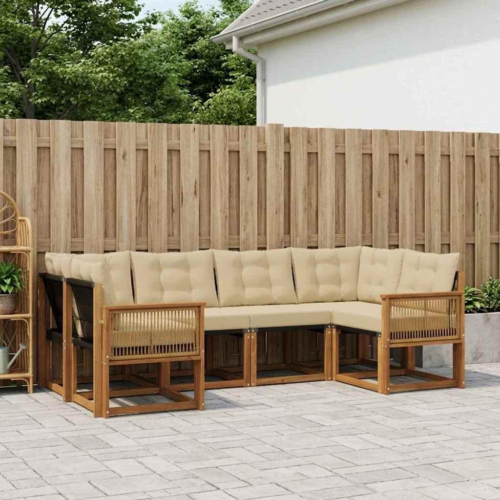 Udendørs sofagruppe med pude 6 stk Naturlig og Beige