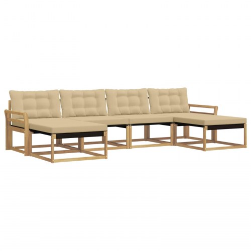 Udendørs sofagruppe med pude 6 stk Hvid og Beige