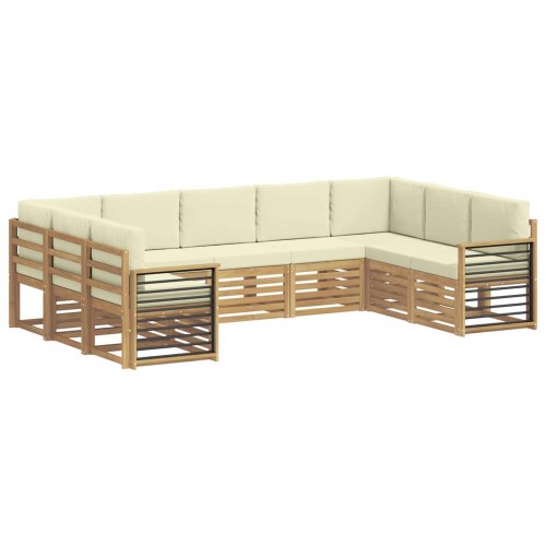 Sektionalsofa sæt med pude 9 stk Hvid og cremefarvet Polyester