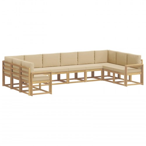 Udendørs sofagruppe med pude 10 stk Hvid og Beige