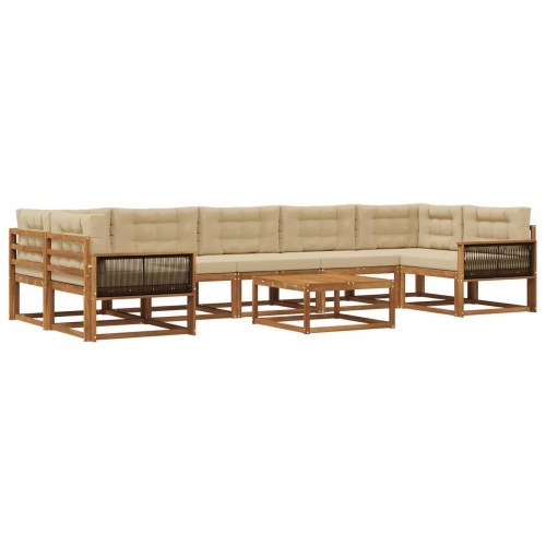 Udendørs sofagruppe med pude 8 stk Naturlig og Beige