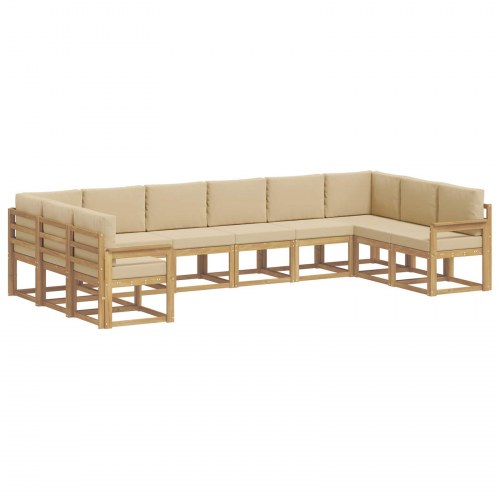 Udendørs sofagruppe med pude 10 stk Hvid og Beige