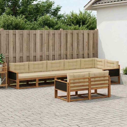 Udendørs sofagruppe med pude 8 stk Naturlig og Beige