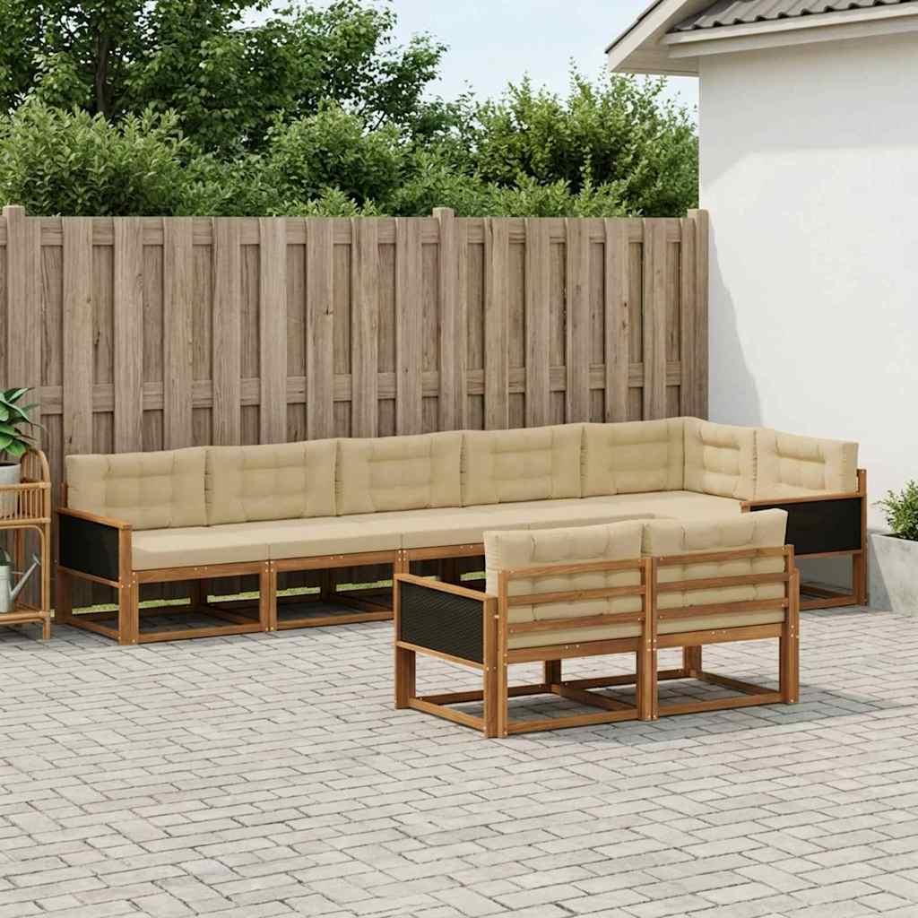 Udendørs sofagruppe med pude 8 stk Naturlig og Beige