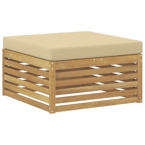 Udendørs sofagruppe med pude 5 stk Hvid og Beige Polyester