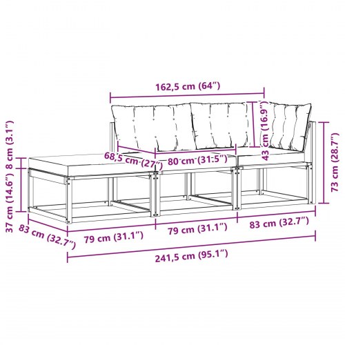Sektionel sofa enheder med pude Hvid 241,5 x 83 x 73 cm