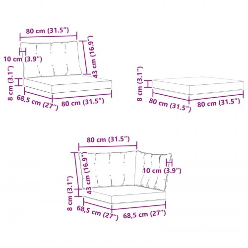 Sektionel sofa enheder med pude Hvid 241,5 x 83 x 73 cm