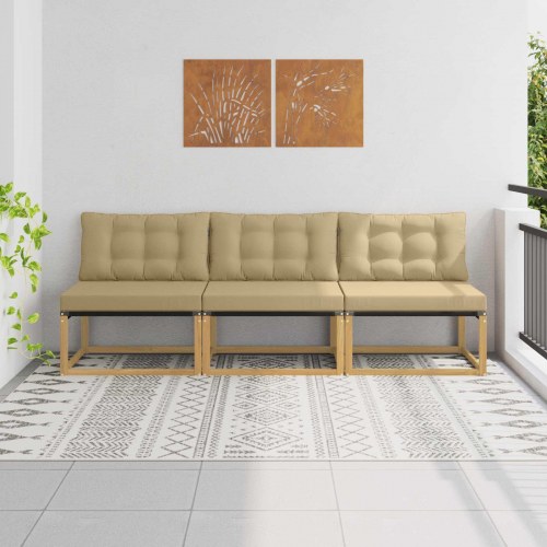 Udendørs Mellem Sofa Massiv akacietræ og Textilene Hvid