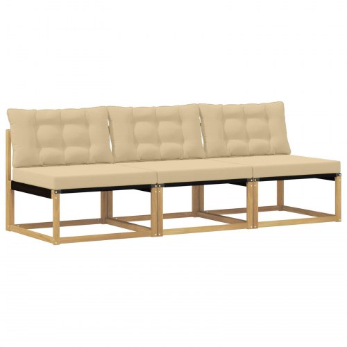 Udendørs Mellem Sofa Massiv akacietræ og Textilene Hvid