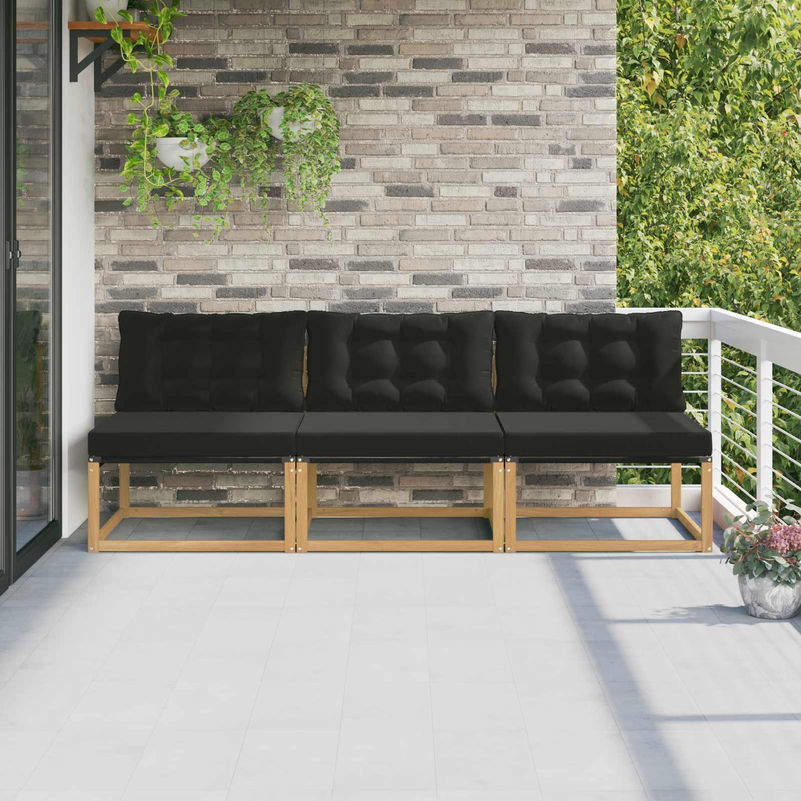 Udendørs Mellem Sofa Massiv akacietræ og Textilene Hvid
