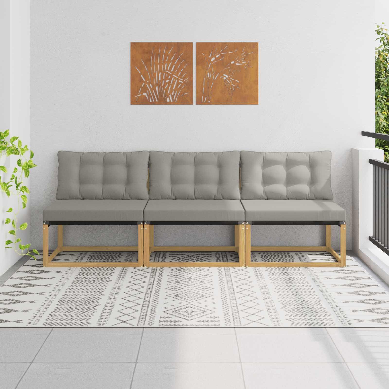 Udendørs Mellem Sofa Massiv akacietræ og Textilene Hvid