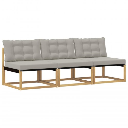 Udendørs Mellem Sofa Massiv akacietræ og Textilene Hvid