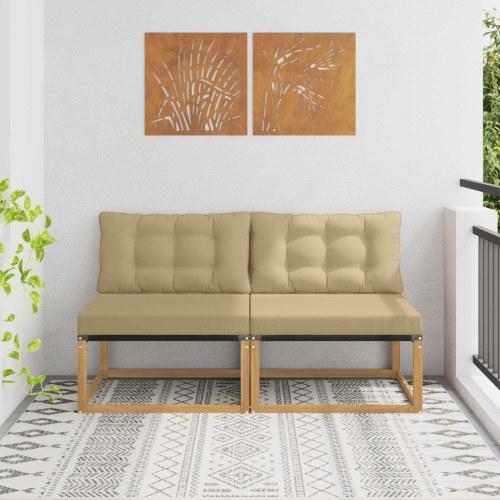 Udendørs Mellem Sofa Massiv akacietræ og Textilene Hvid