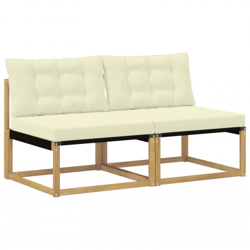 Udendørs Mellem Sofa Massiv akacietræ og Textilene Hvid