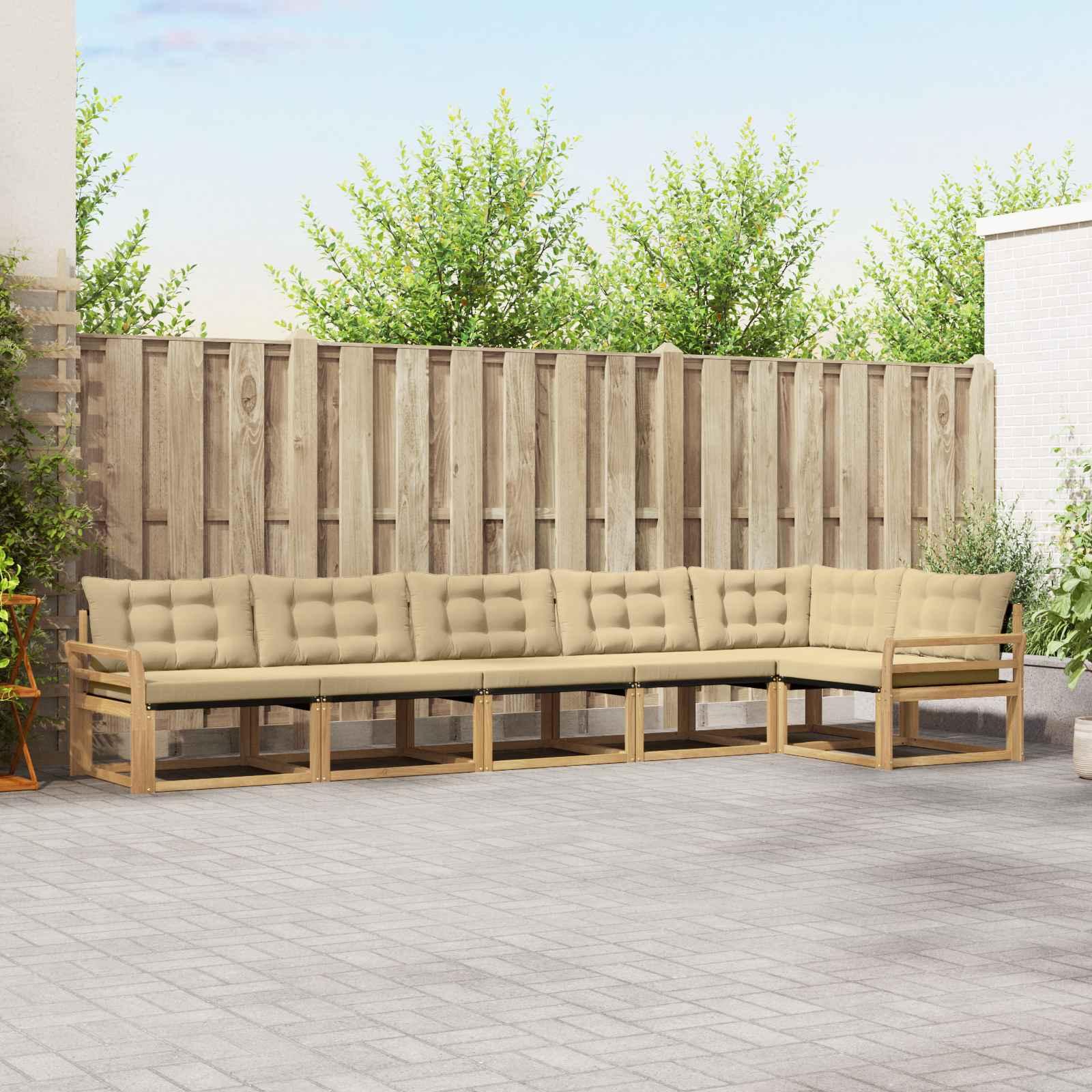Udendørs sofagruppe med pude 6 stk Hvid og Beige