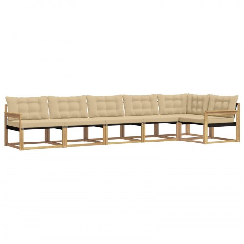 Udendørs sofagruppe med pude 6 stk Hvid og Beige