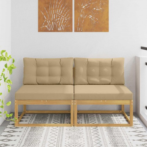 2 Stk Udendørs Mellem Sofa Polyester Hvid