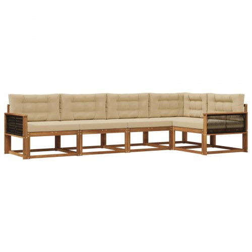 Udendørs sofagruppe med pude 5 stk Naturlig og Beige
