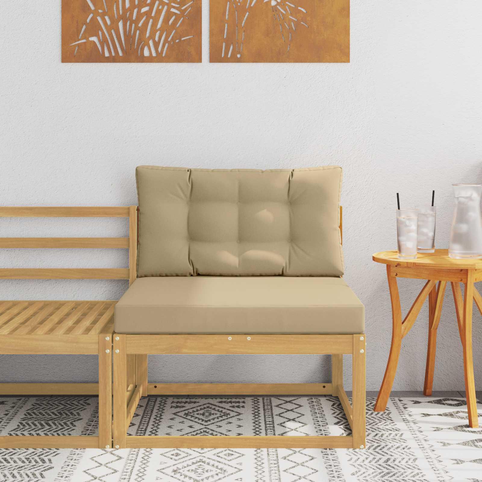 Udendørs Mellem Sofa Polyester Hvid billede