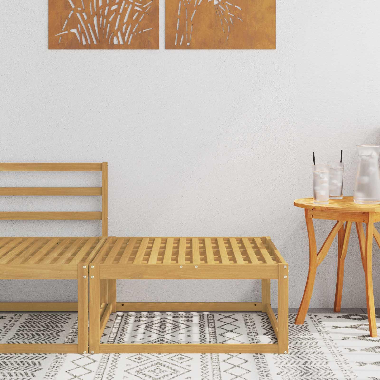 Udendørs puf Massivt Akacietræ Hvid 79 x 79 x 37 cm billede