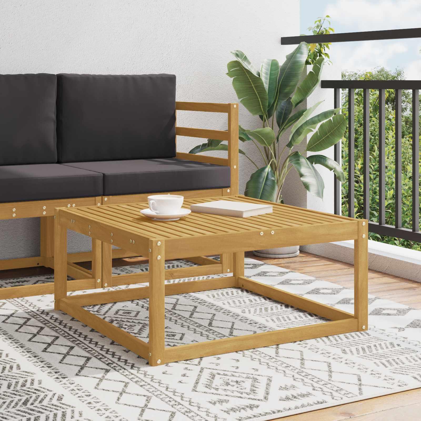 Udendørs puf Massivt Akacietræ Hvid 79 x 79 x 37 cm billede