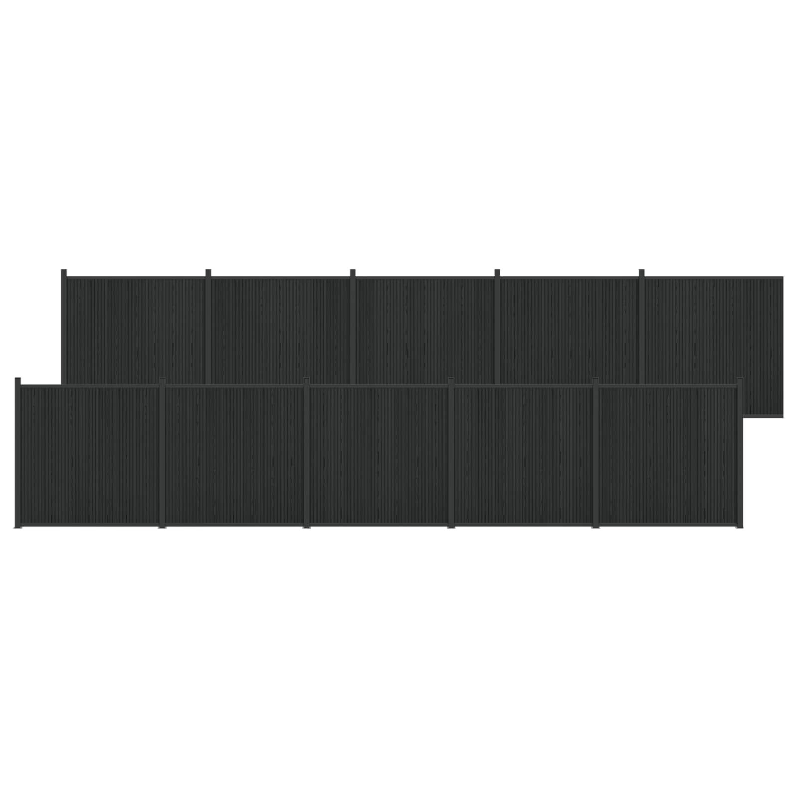 Hegnspanel 10 stk WPC og Aluminium Sort