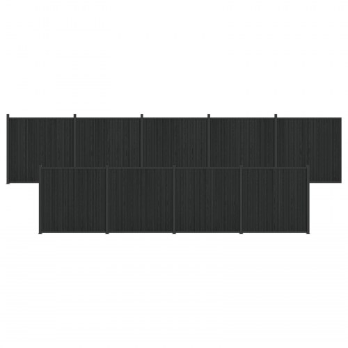 Hegnspanel 9 stk WPC og Aluminium Sort