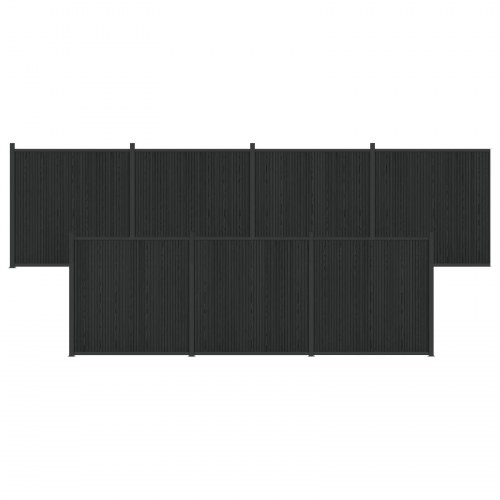 Hegnspanel 7 stk WPC og Aluminium Sort
