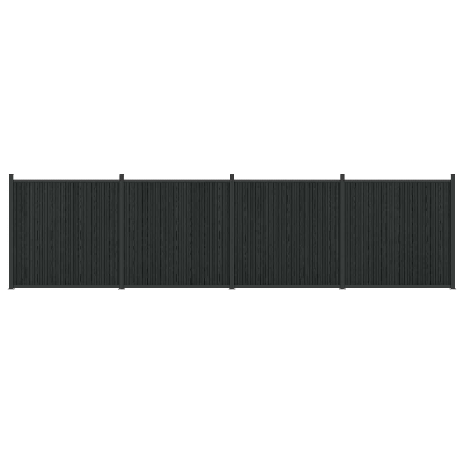 Hegnspanel 4 stk WPC og Aluminium Sort