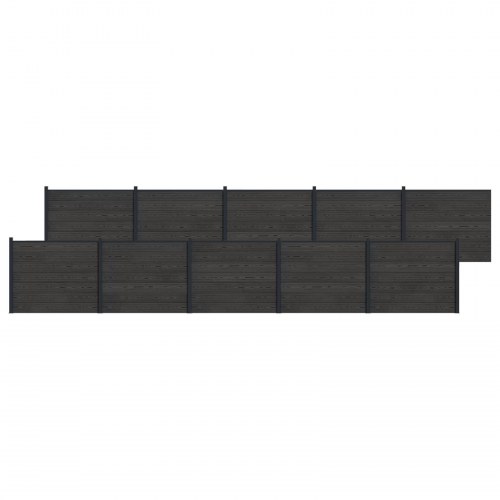 Hegnspanel 10 stk WPC og Aluminium Sort