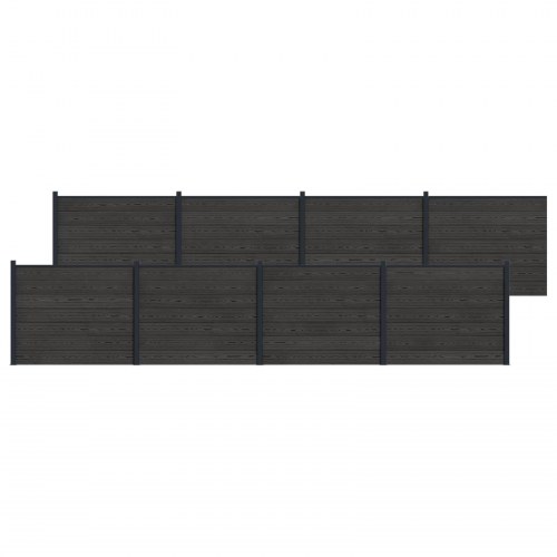 Hegnspanel 8 stk WPC og Aluminium Sort