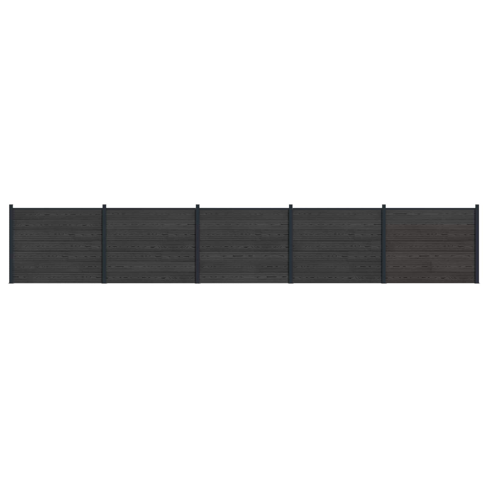 Hegnspanel 5 stk WPC og Aluminium Sort