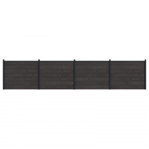 Hegnspanel 4 stk WPC og Aluminium Sort