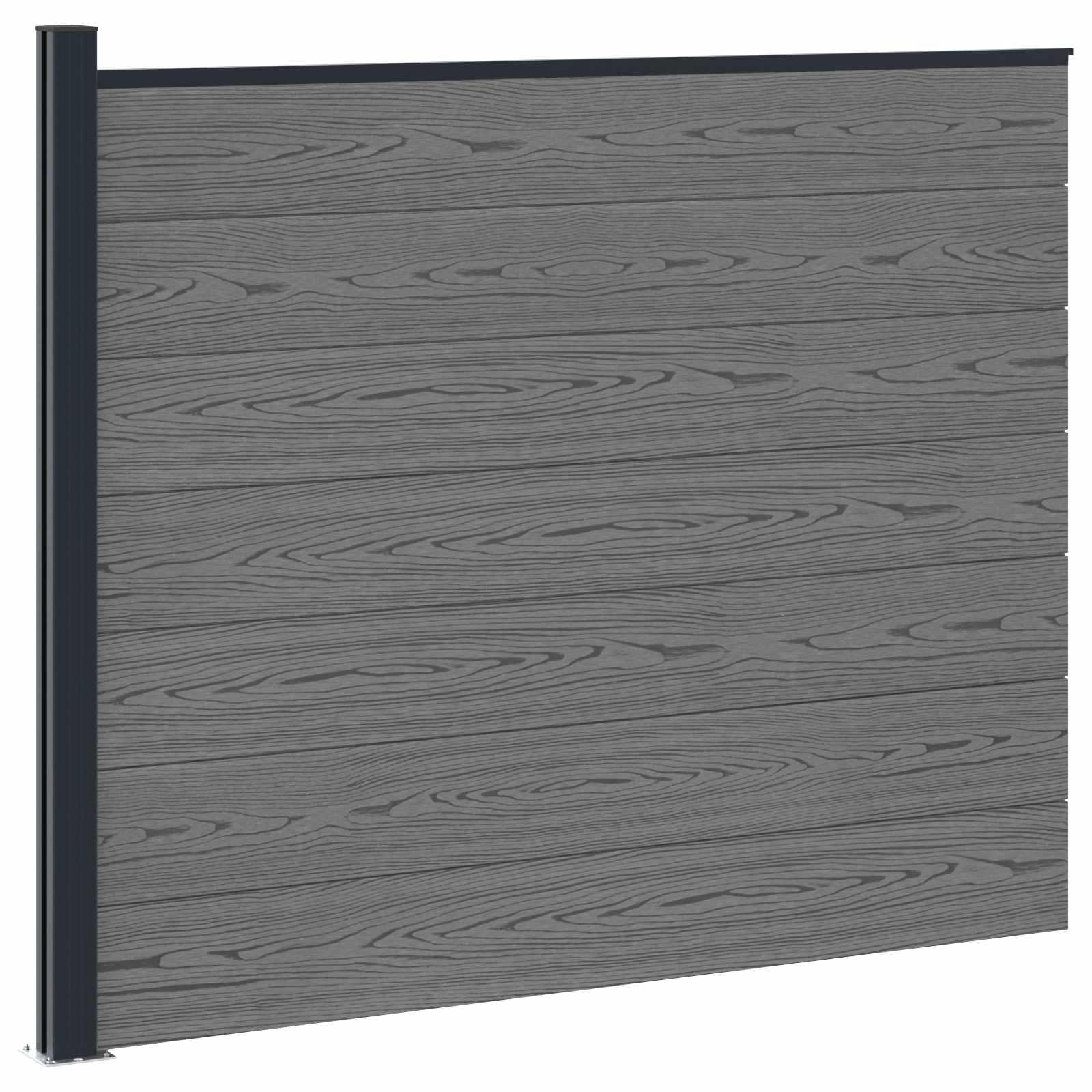 Hegnspanel WPC og Aluminium Grå