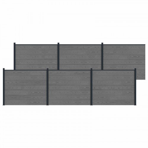 Hegnspanel 6 stk WPC og Aluminium Grå