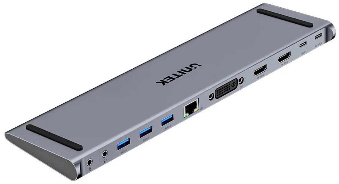 UNITEK D1147AGY01 USB-C dockingstation med DisplayLink - 4K@30Hz, 5 Gbps, PD 100 W