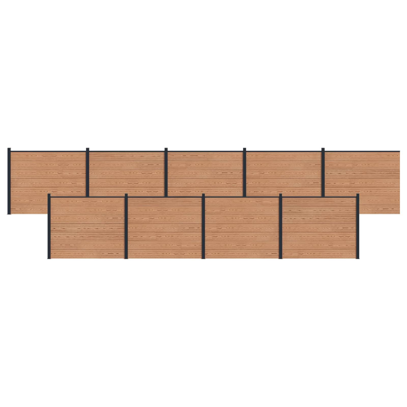Hegnspanel 9 stk WPC og Aluminium Brun