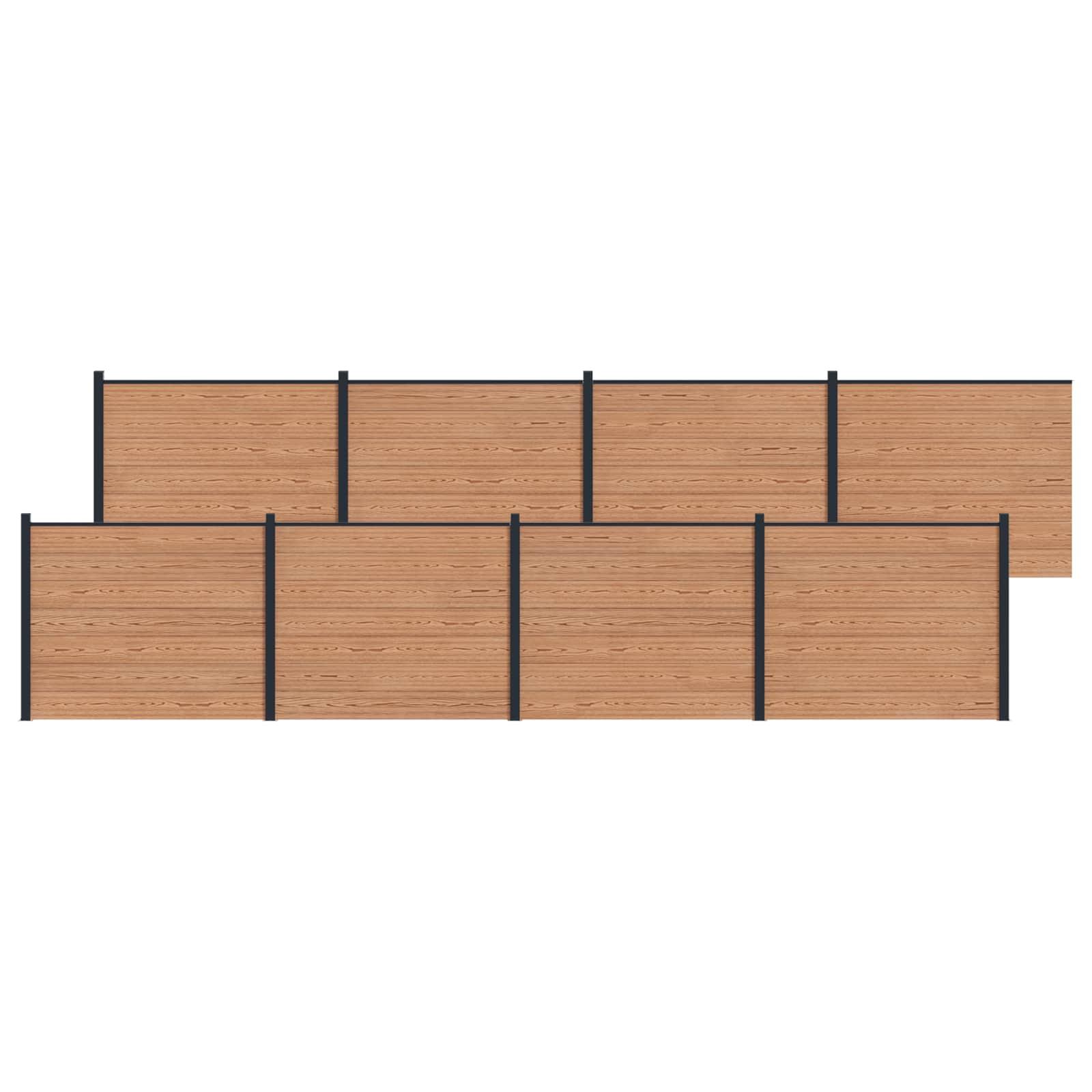 Hegnspanel 8 stk WPC og Aluminium Brun